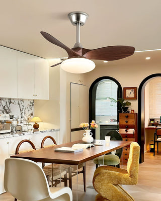 Nexus Brushed Steel Wood Ceiling Fan Light