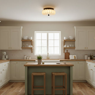 Kateo Vintage Wood Fabric Ceiling Light