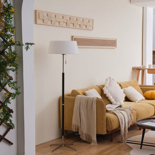 Apex Modern Nickel  Linen Floor Lamp