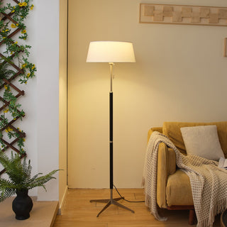 Apex Modern Nickel  Linen Floor Lamp