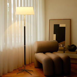 Apex Modern Nickel  Linen Floor Lamp