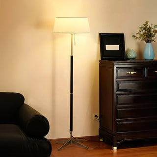 Apex Modern Nickel  Linen Floor Lamp