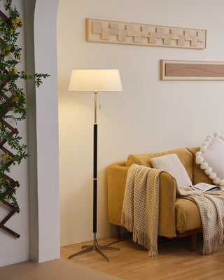 Apex Modern Nickel  Linen Floor Lamp
