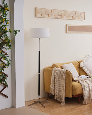 Apex Modern Nickel  Linen Floor Lamp