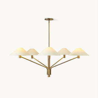 Kinsley Polished Brass White Linen 5-Light Chandelier