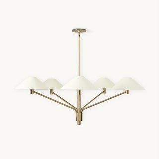 Kinsley Polished Brass White Linen 5-Light Chandelier