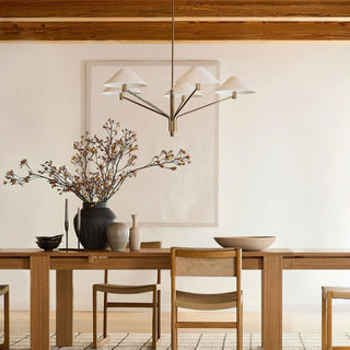 Kinsley Polished Brass White Linen 5-Light Chandelier