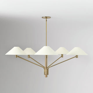 Kinsley Polished Brass White Linen 5-Light Chandelier