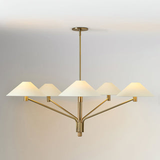 Kinsley Polished Brass White Linen 5-Light Chandelier