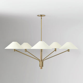 Kinsley Polished Brass White Linen 5-Light Chandelier
