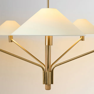 Kinsley Polished Brass White Linen 5-Light Chandelier
