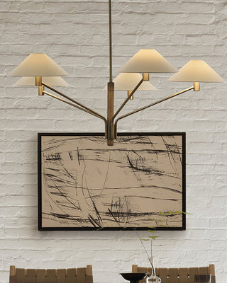 Kinsley Polished Brass White Linen 5-Light Chandelier