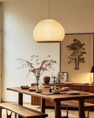 Lantern Carbon Steel Fabric Globe Pendant Light