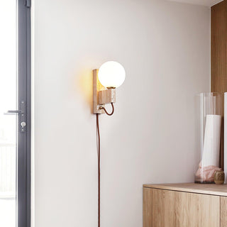 Large Ball Plug Contemporary Travertine Wall Light