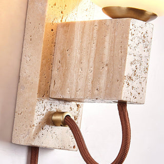 Large Ball Plug Contemporary Travertine Wall Light