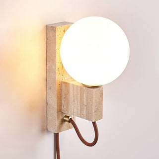 Large Ball Plug Contemporary Travertine Wall Light