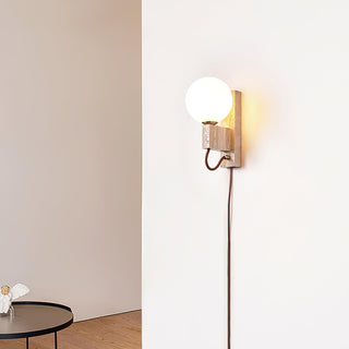Large Ball Plug Contemporary Travertine Wall Light