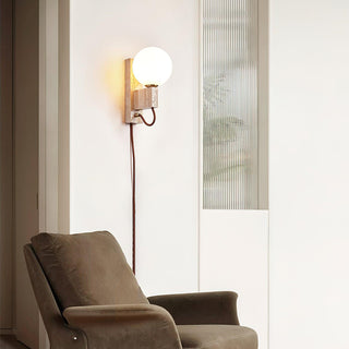Large Ball Plug Contemporary Travertine Wall Light