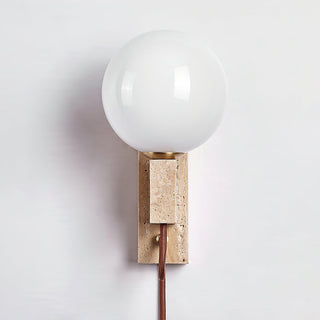 Large Ball Plug Contemporary Travertine Wall Light