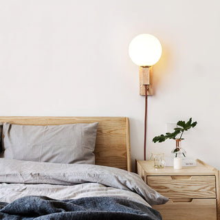 Large Ball Plug Contemporary Travertine Wall Light