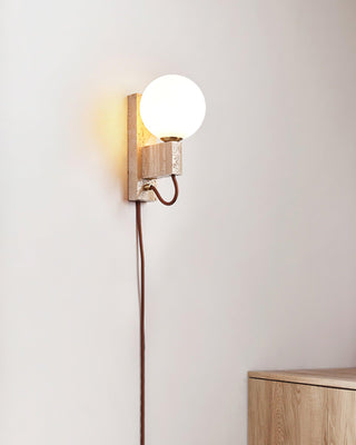 Large Ball Plug Contemporary Travertine Wall Light