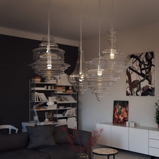 Neverending Layered Ribbed Glass Pendant Light