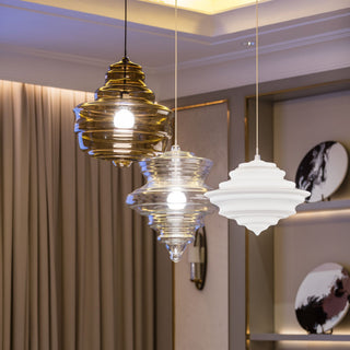 Neverending Layered Ribbed Glass Pendant Light