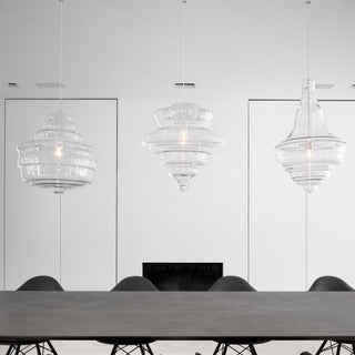 Neverending Layered Ribbed Glass Pendant Light