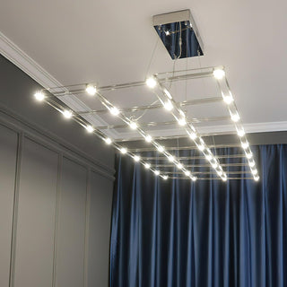 Lattice Sculptural Stainless Steel Chandelier
