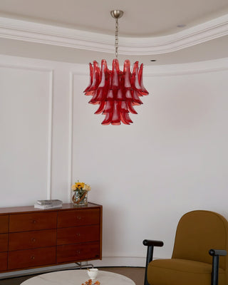 Lattimo Tiered Red Glass Chandelier