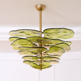 Lilypad Layered Amber Glass Disc Chandelier