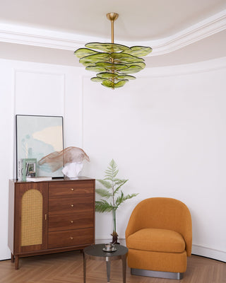 Lilypad Layered Amber Glass Disc Chandelier