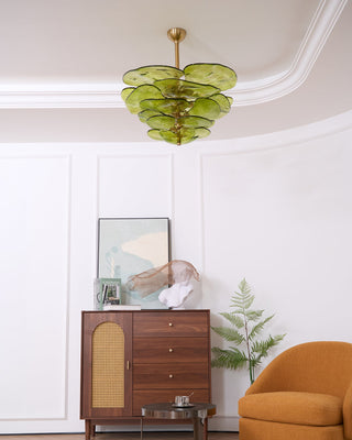 Lilypad Layered Amber Glass Disc Chandelier