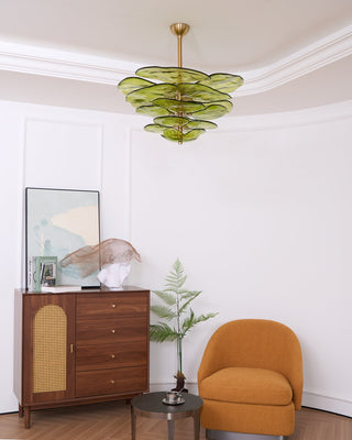 Lilypad Layered Amber Glass Disc Chandelier