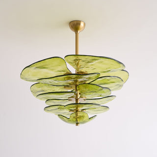 Lilypad Layered Amber Glass Disc Chandelier