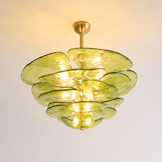 Lilypad Layered Amber Glass Disc Chandelier