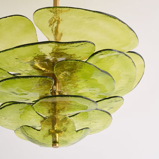 Lilypad Layered Amber Glass Disc Chandelier