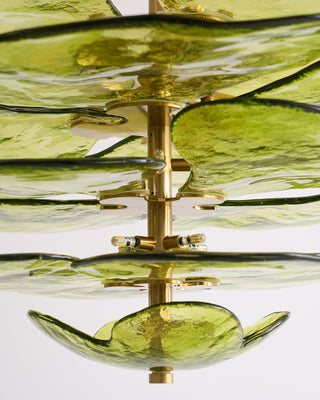 Lilypad Layered Amber Glass Disc Chandelier