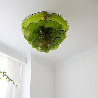 Lilypad Layered Amber Glass Disc Chandelier