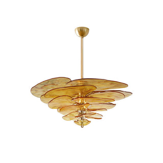 Lilypad Layered Amber Glass Disc Chandelier