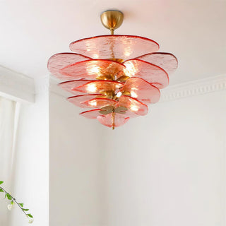 Lilypad Layered Amber Glass Disc Chandelier