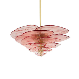 Lilypad Layered Amber Glass Disc Chandelier