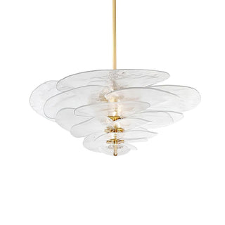 Lilypad Layered Amber Glass Disc Chandelier