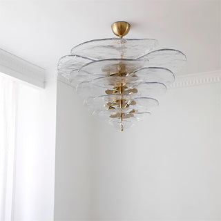 Lilypad Layered Amber Glass Disc Chandelier