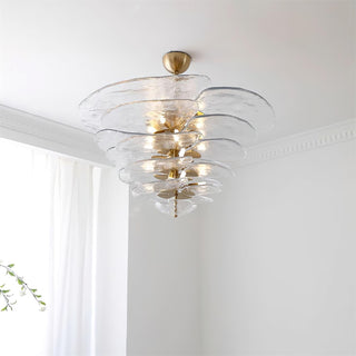 Lilypad Layered Amber Glass Disc Chandelier