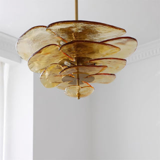 Lilypad Layered Amber Glass Disc Chandelier