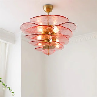 Lilypad Layered Amber Glass Disc Chandelier