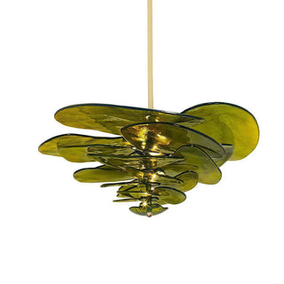 Lilypad Layered Amber Glass Disc Chandelier