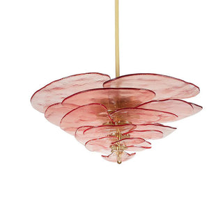 Lilypad Layered Amber Glass Disc Chandelier