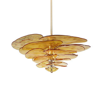 Lilypad Layered Amber Glass Disc Chandelier